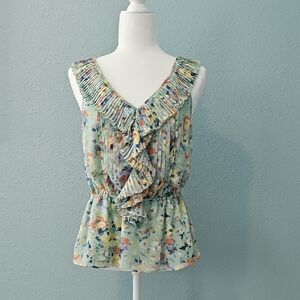 LC Lauren Conrad Multicolor Ruffle Blouse